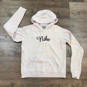 Vintage 90s Y2K Gray Tag Nike White Black Spellout Hoodie - Women's Size Medium